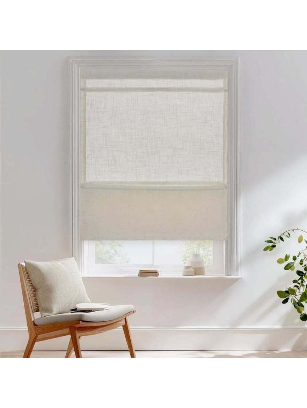 StangH Cordless Magnetic Roman Shade Linen Light Filtering Door Blind 23x64